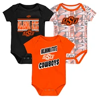 Newborn Orange Oklahoma State Cowboys Sunday Comics 3-Pack Bodysuit Set