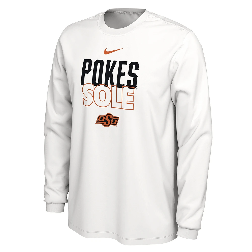 Nike  White Oklahoma State Cowboys 2023 On Court Bench Long Sleeve T-Shirt