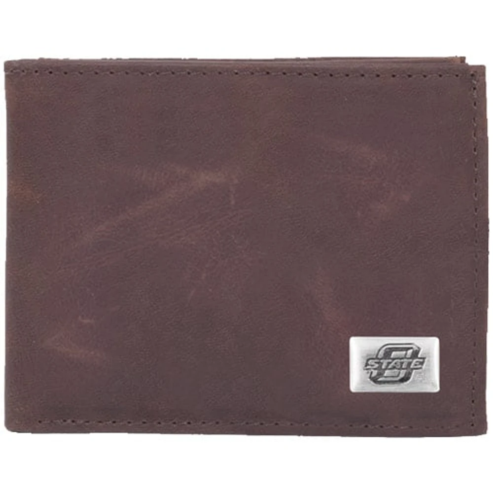 Oklahoma State Cowboys Leather Billfold with Concho - Brown
