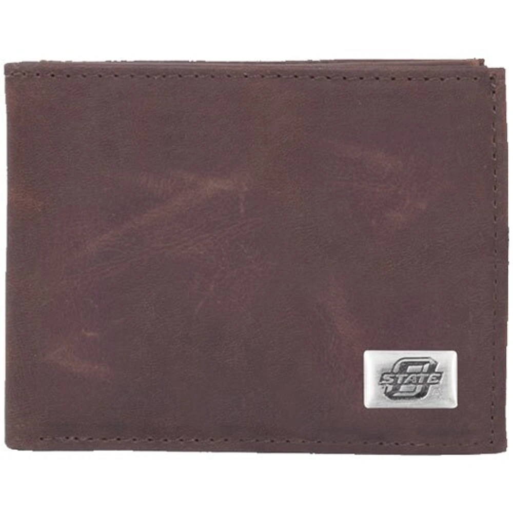 Oklahoma State Cowboys Leather Billfold with Concho - Brown