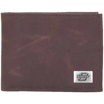 Oklahoma State Cowboys Leather Billfold with Concho - Brown