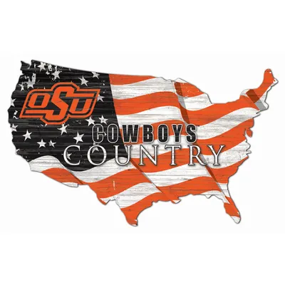 Oklahoma State Cowboys USA Flag Cutout Sign