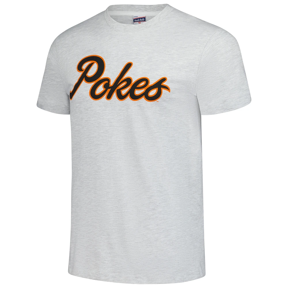 T-shirt unisexe Charlie Hustle Heather Ash Oklahoma State Cowboys Pokes Script
