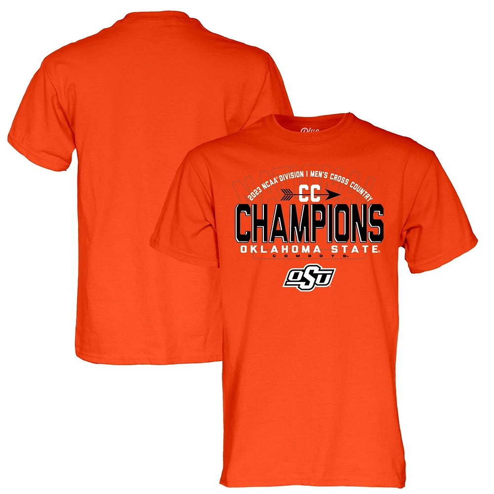 T-shirt unisexe bleu 84 orange Oklahoma State Cowboys 2023 NCAA Cross Country National Champions pour hommes