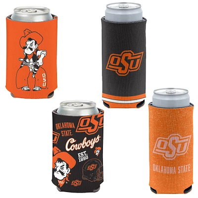 WinCraft Oklahoma State Cowboys, paquet de 4, 12 oz. Ensemble refroidisseur de canettes et de canettes minces