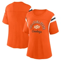 T-shirt rayé orange pour femme Fanatics Oklahoma State Cowboys Tailgate