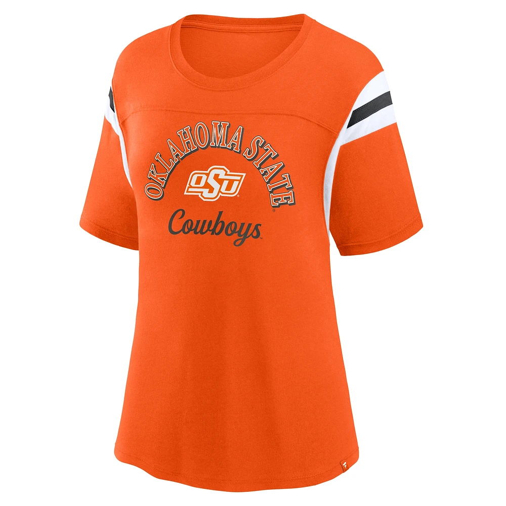 Women's Fanatics Orange Oklahoma State Cowboys Tailgate Striped T-Shirt