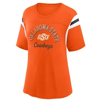 T-shirt rayé orange pour femme Fanatics Oklahoma State Cowboys Tailgate