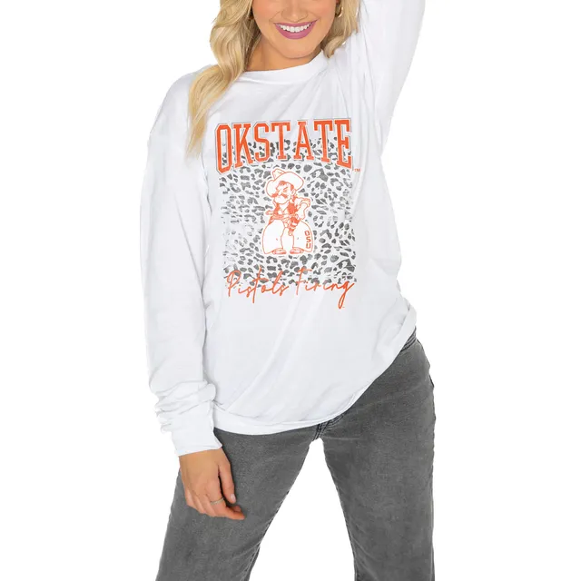 Women's Gameday Couture White Wyoming Cowboys Vintage Days Oversized Lightweight Long Sleeve T-Shirt Size: Medium