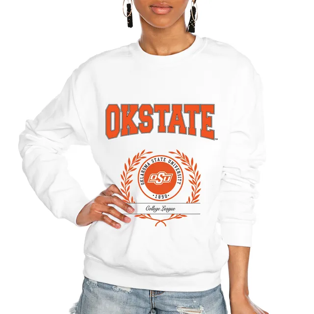 Women's Gameday Couture White Oklahoma State Cowboys Drop Shoulder Fleece Pullover Sweatshirt Size: Large