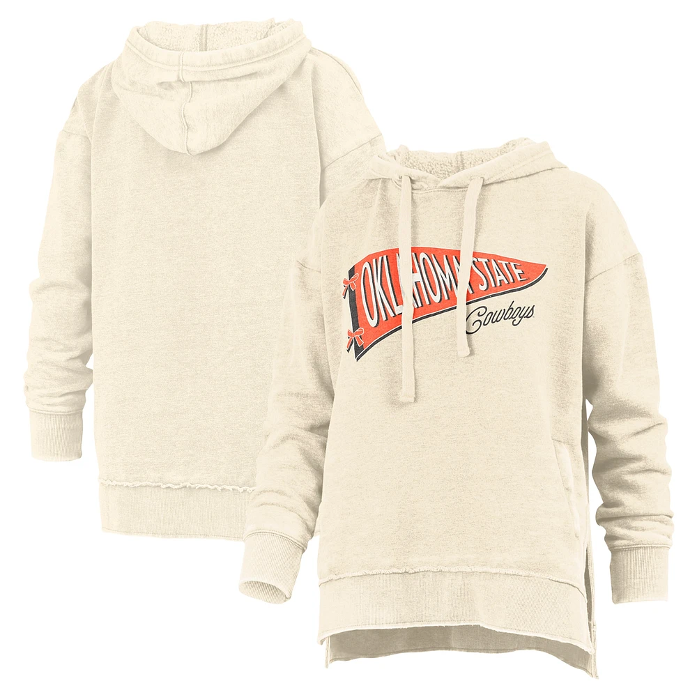 Women's Pressbox  Cream Oklahoma State Cowboys Marni Pullover Hoodie