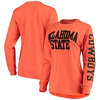 T-shirt à manches longues Pressbox Oklahoma State Cowboys orange pour femme