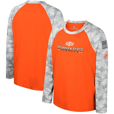 Youth Colosseum Orange/Camo Oklahoma State Cowboys OHT Military Appreciation Dark Star Raglan Long Sleeve T-Shirt