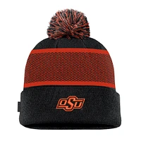 Bonnet en tricot à revers avec pompon Nike Black Oklahoma State Cowboys 2024 Sideline Peak pour jeune