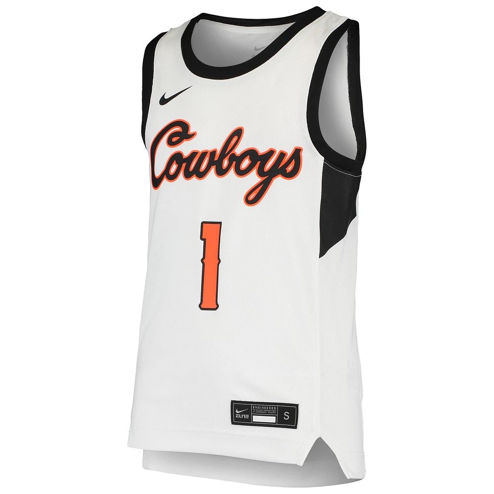 Maillot de basket-ball réplique l'équipe des Cowboys l'Oklahoma State #1 blanc Nike pour jeune