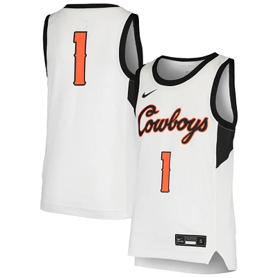 Maillot de basket-ball réplique l'équipe des Cowboys l'Oklahoma State #1 blanc Nike pour jeune