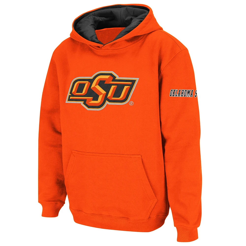 Sweat à capuche orange avec grand logo de l'équipe des Cowboys l'Oklahoma State pour jeunes Stadium Athletic