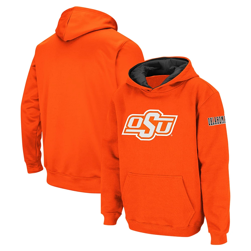 Youth Stadium Athletic Orange Oklahoma State Cowboys Big Logo Team Pullover Hoodie