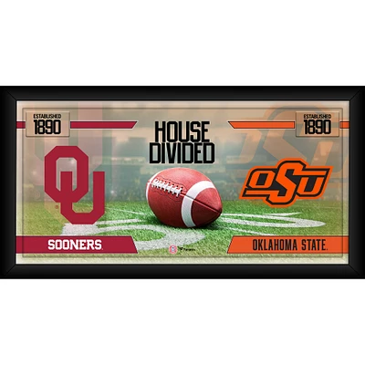 Oklahoma State Cowboys vs. Oklahoma Sooners Framed 10" x 20" House Divided Football Collage