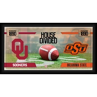 Oklahoma State Cowboys vs. Oklahoma Sooners Framed 10" x 20" House Divided Football Collage