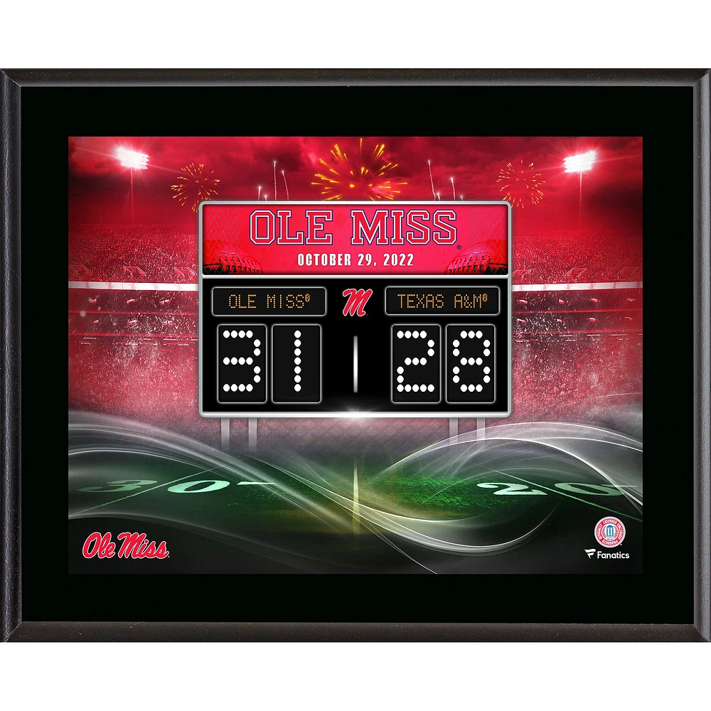 Fanatics Authentic Ole Miss Rebels vs. Texas A&M Aggies 2022 Football Score 10.5'' x 13'' Sublimated Plaque