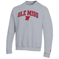 Sweat-shirt à capuche Champion Heather Grey pour homme avec logo Arch Over des Ole Miss Rebels