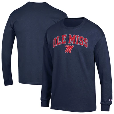 Men's Champion  Navy Ole Miss Rebels Arch Over Logo Long Sleeve T-Shirt