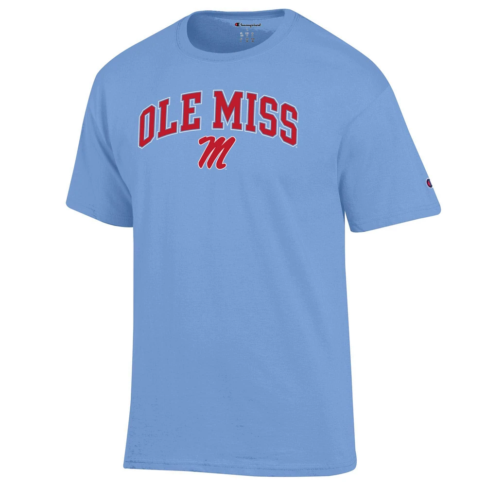 Men's Champion  Powder Blue Ole Miss Rebels Arch Over Logo T-Shirt