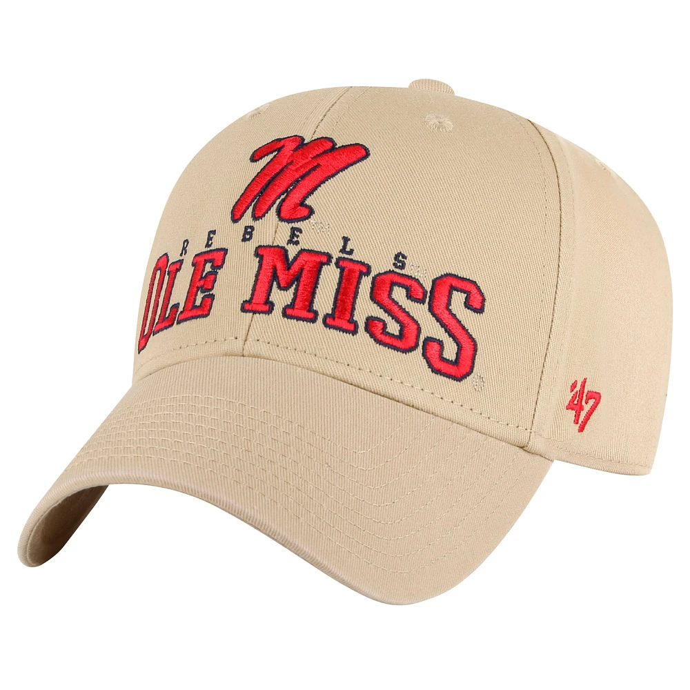 Men's '47 Khaki Ole Miss Rebels Powell MVP Adjustable Hat