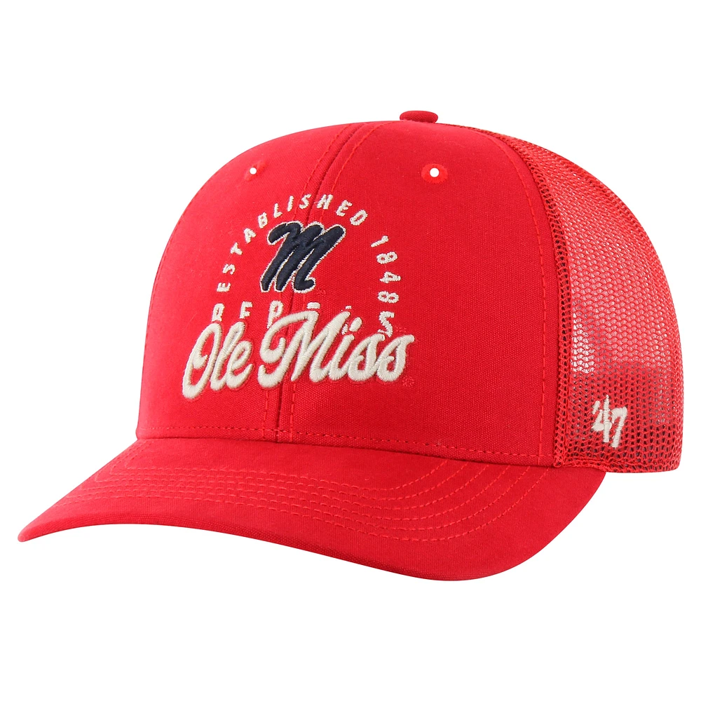 Casquette ajustable Pitstop Trucker Ole Miss Rebels '47 pour homme rouge