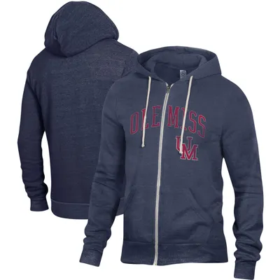 Ole Miss Rebels Alternative Apparel Rocky Tri-Blend Full-Zip Hoodie - Heathered Navy