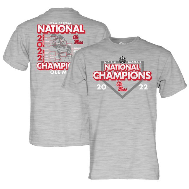 T-shirt pour homme bleu 84 gris chiné Ole Miss Rebels 2022 NCAA Baseball College World Series Champions Schedule