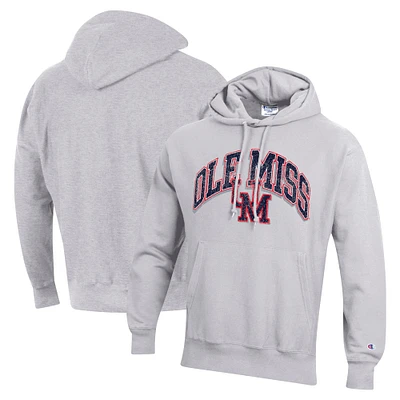 Men's Champion Gray Ole Miss Rebels Vault Late Night Reverse Weave Pullover Hoodie