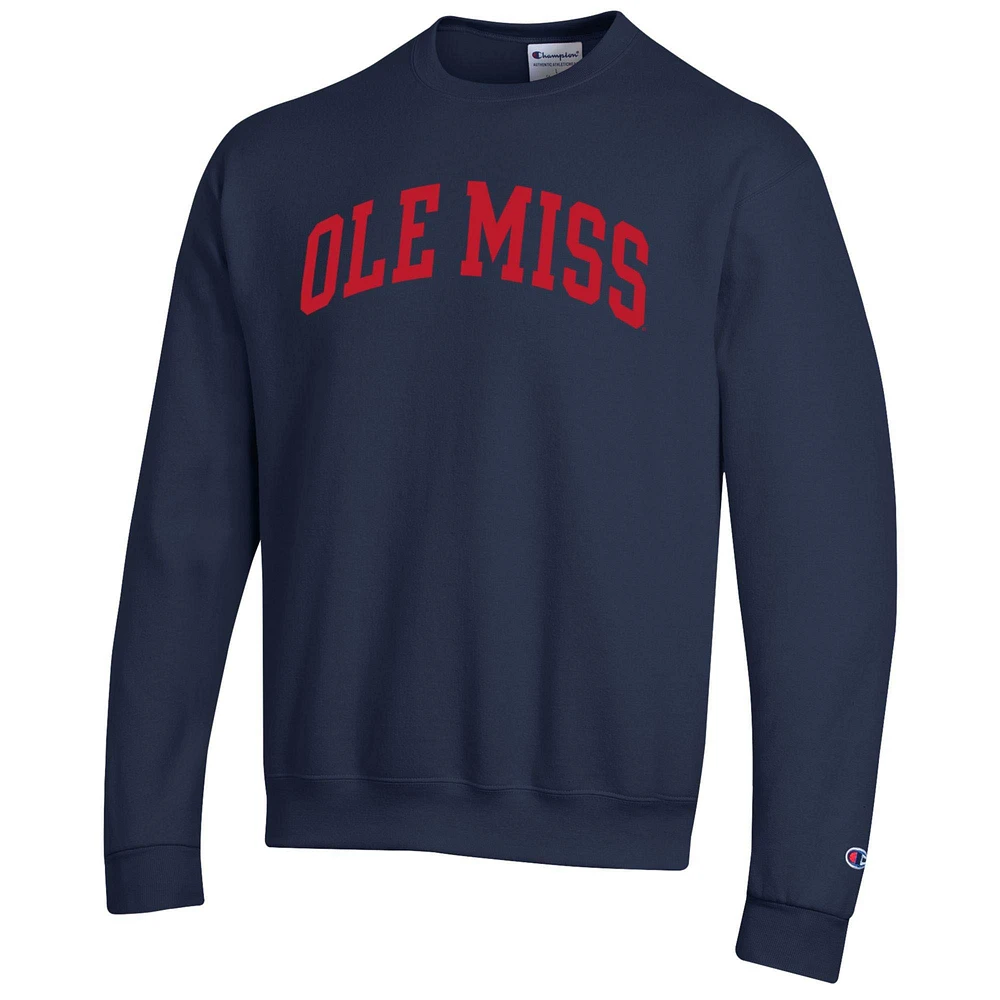 Sweat-shirt en polaire Champion Navy Ole Miss Rebels Basic Arch pour homme