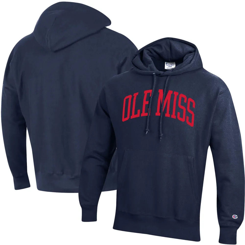 Sweat à capuche Champion Navy Ole Miss Rebels Team Arch Reverse Weave pour homme