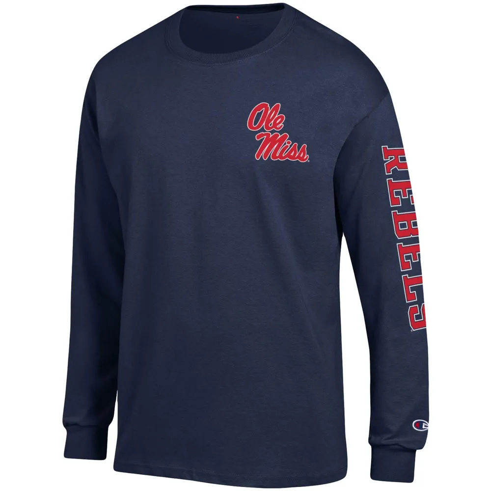 T-shirt à manches longues Champion Navy Ole Miss Rebels Team Stack pour homme