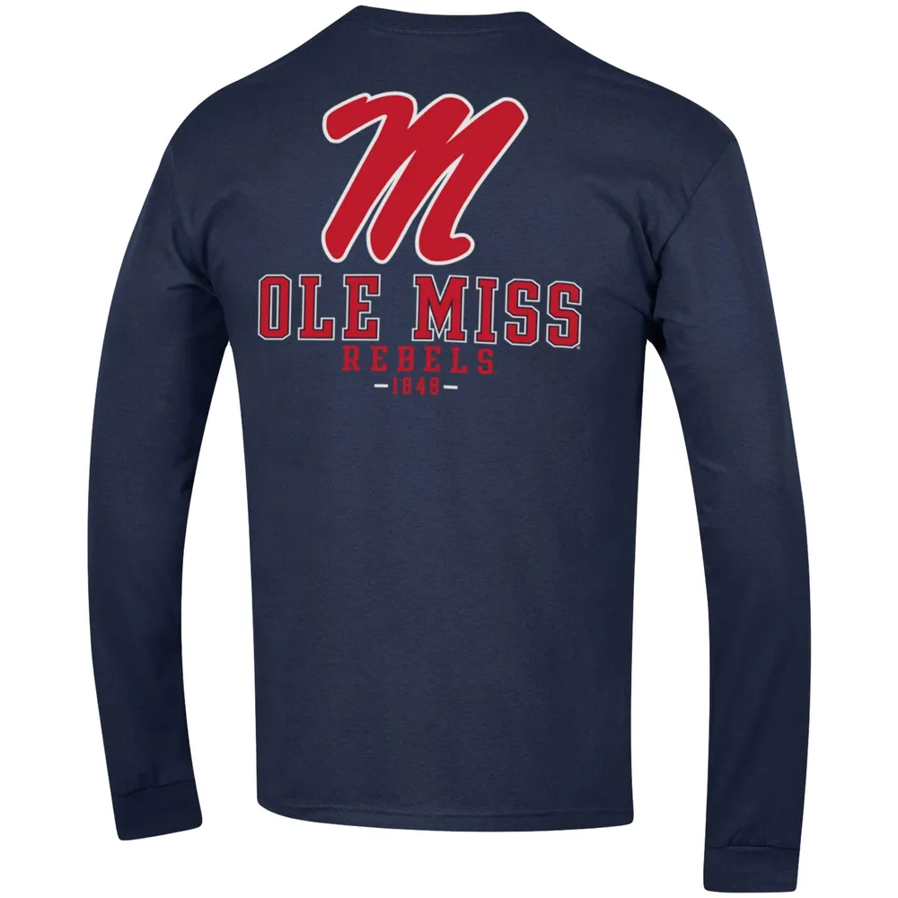 T-shirt à manches longues Champion Navy Ole Miss Rebels Team Stack pour homme