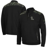 Men's Colosseum Black Ole Miss Rebels OHT Military Appreciation Commo Fleece Quarter-Zip Jacket