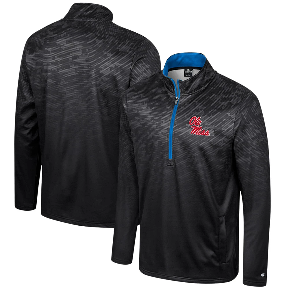 Men's Colosseum  Black Ole Miss Rebels The Machine Half-Zip Jacket