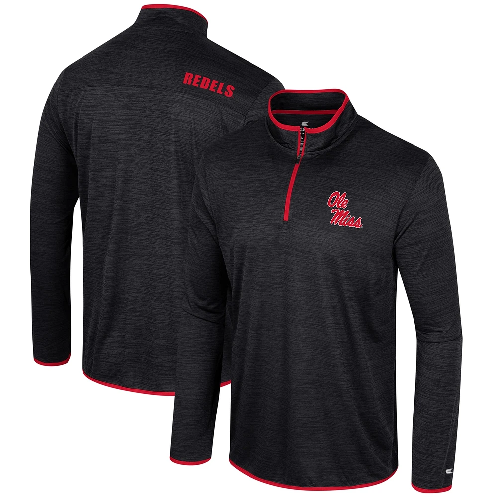 Men's Colosseum Black Ole Miss Rebels Wright Quarter-Zip Windshirt