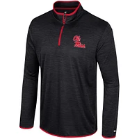 Men's Colosseum Black Ole Miss Rebels Wright Quarter-Zip Windshirt