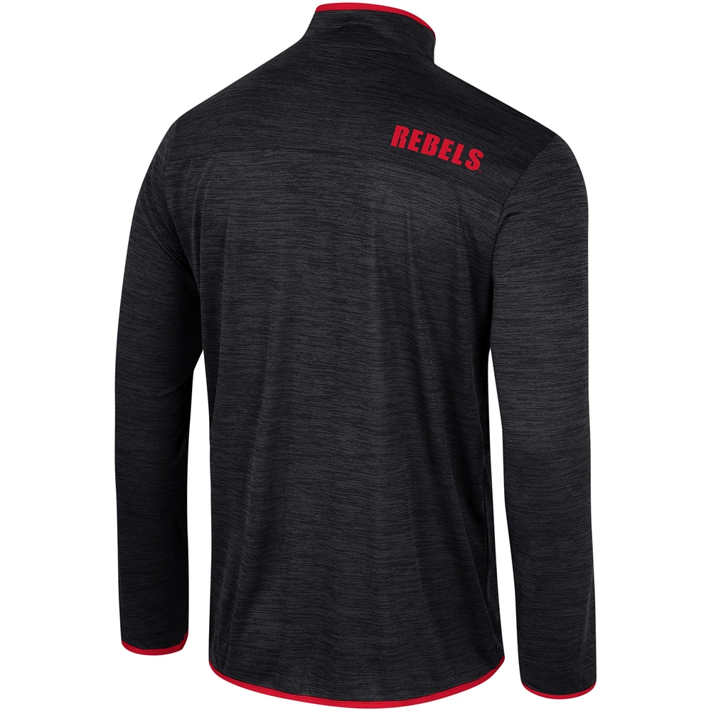 Men's Colosseum Black Ole Miss Rebels Wright Quarter-Zip Windshirt