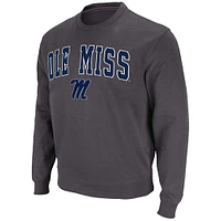 Men's Colosseum Charcoal Ole Miss Rebels Arch & Logo Pullover Sweatshirt