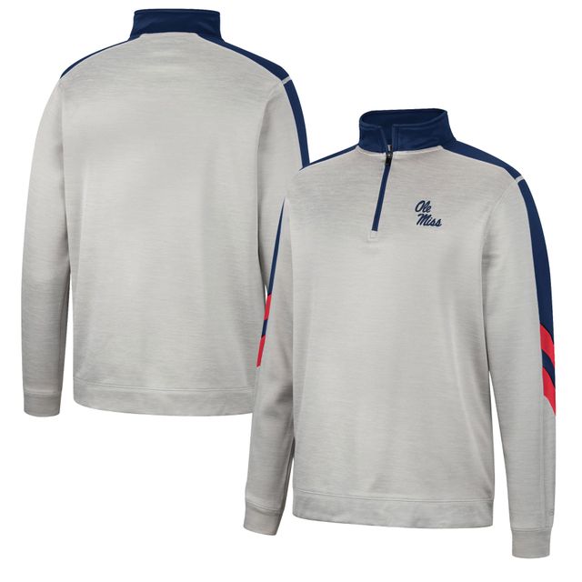 Veste Colosseum Gris/Marine Ole Miss Rebels Bushwood Fleece Quarter-Zip pour homme