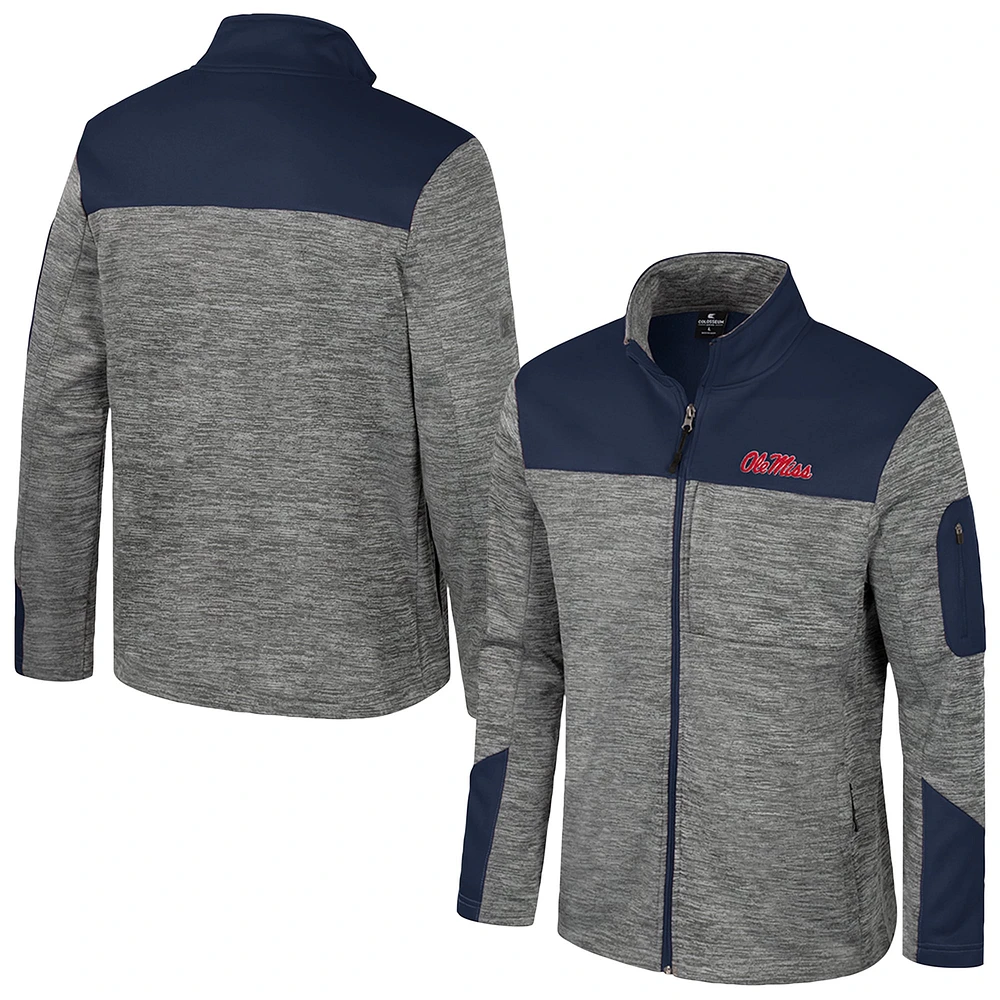 Men's Colosseum  Gray/Navy Ole Miss Rebels Guard Full-Zip Jacket