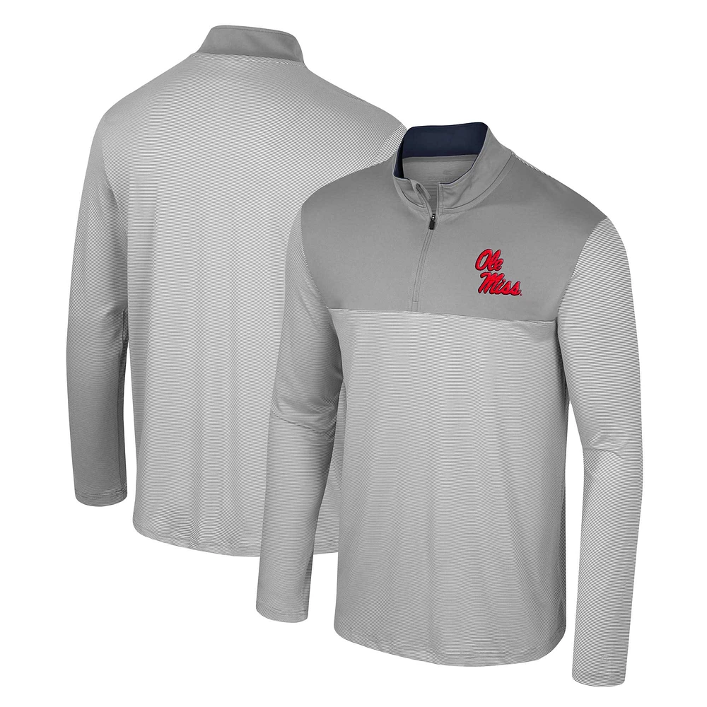 Men's Colosseum Gray Ole Miss Rebels Tuck Quarter-Zip Top