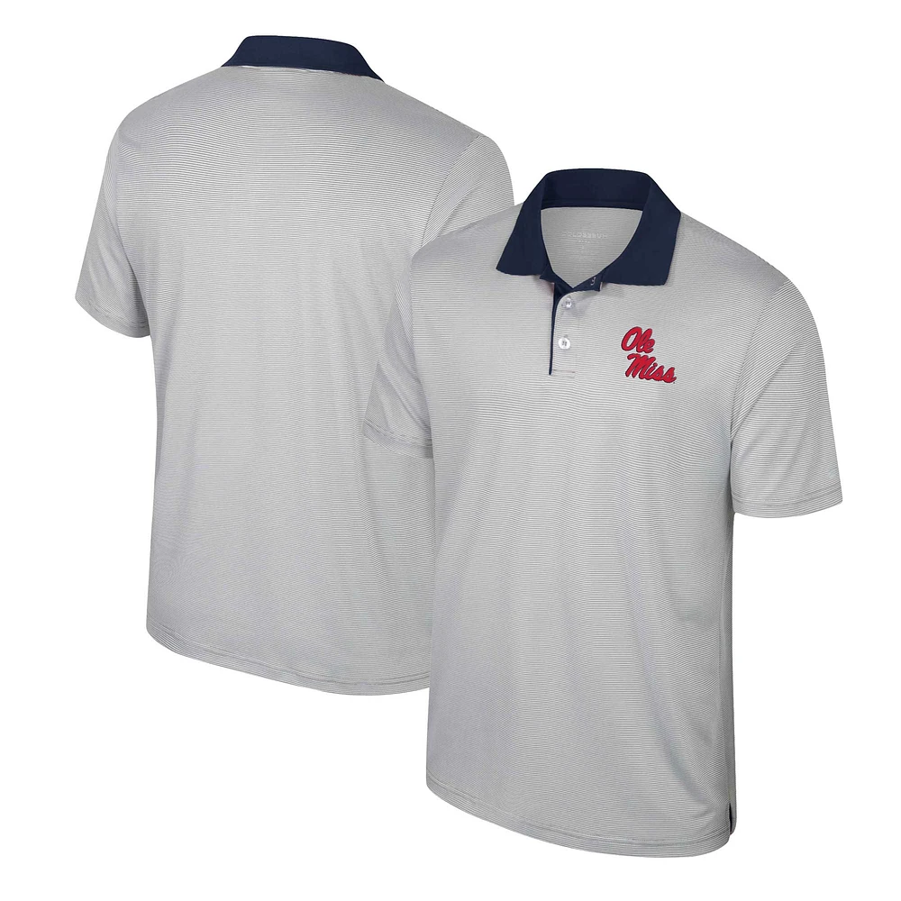 Men's Colosseum Gray Ole Miss Rebels Tuck Striped Polo