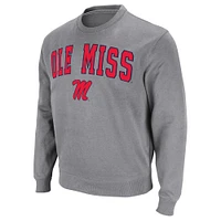 Men's Colosseum Heather Gray Ole Miss Rebels Arch & Logo Pullover Sweatshirt