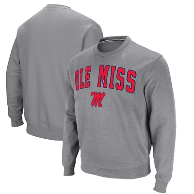 Men's Colosseum Heather Gray Ole Miss Rebels Arch & Logo Pullover Sweatshirt