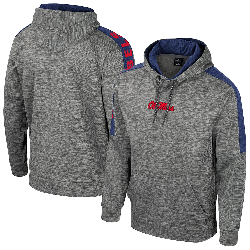 Men's Colosseum Heather Gray Ole Miss Rebels Dozer Pullover Hoodie